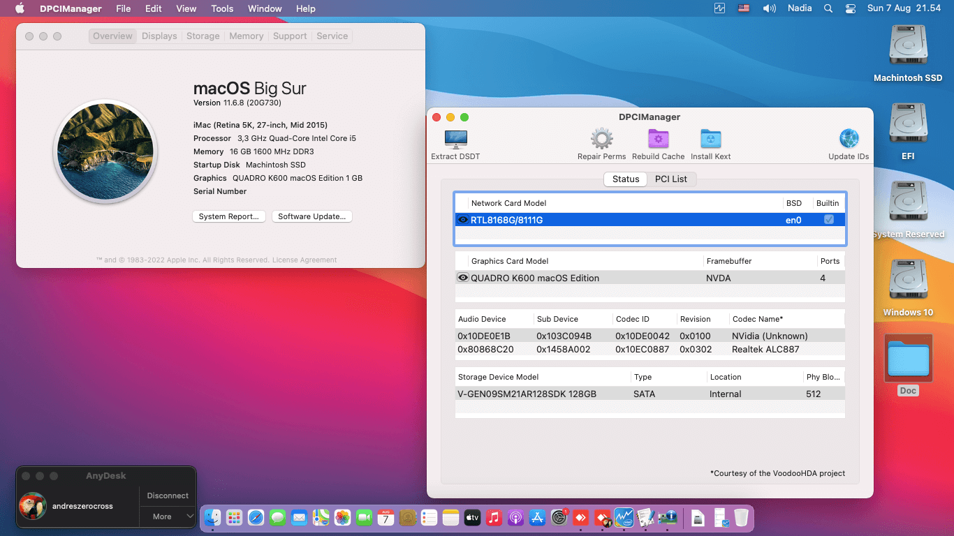 Success Hackintosh macOS Big Sur 11.6.8 Build 20G730 in Gigabyte GA-H81M-DS2 + Intel Core i5 4590 + Nvidia Quadro K600